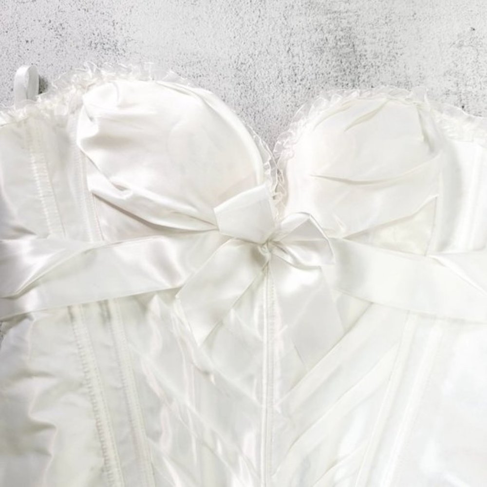NEW ADORE ME White Halter Bride Corset Top 3XL XXXL Wedding Bridal Ribbon Tie